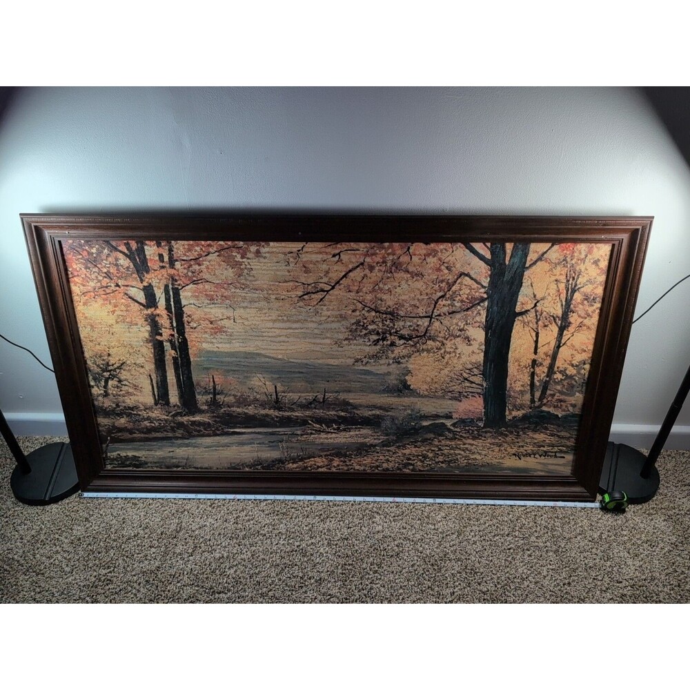 Vintage Robert Wood “October Gold” Framed Art 28 x 52